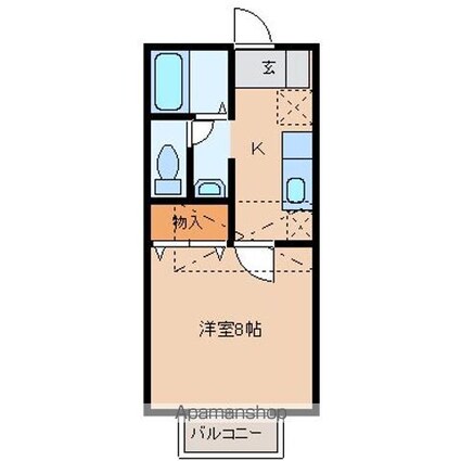 ダンディピース[1K/25.5m2]の間取図