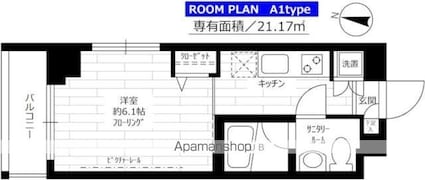ステージファースト板橋区役所前アジールコート[1K/21.17m2]の間取図