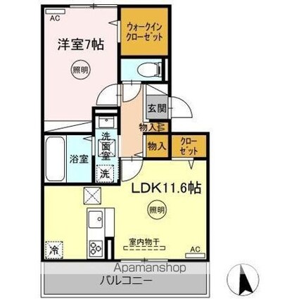 ボヌールＫ[1LDK/48.11m2]の間取図