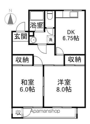 長野県長野市吉田１丁目[2DK/59.58m2]の間取図