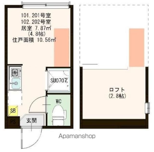 ハーモニーテラス仲宿Ⅲ[1R/10.56m2]の間取図
