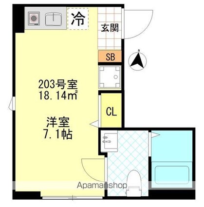ＦＥＲＩＯ三河島[1R/18.14m2]の間取図