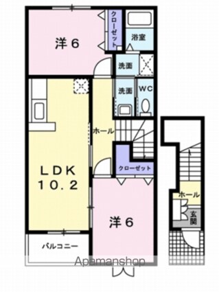 エアリーヴィラＮ[2LDK/57.02m2]の間取図