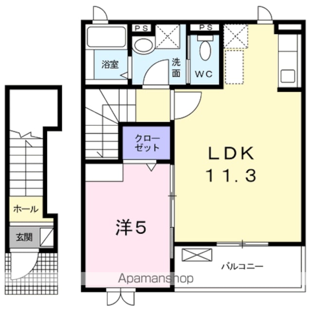 Ｓ・Ｋ・Ｙ南小泉[1LDK/41.4m2]の間取図