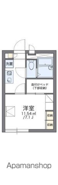 レオパレスグレイス[1K/19.87m2]の間取図