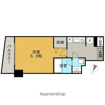 レガリアヒルズ池之端[1K/22.7m2]の間取図