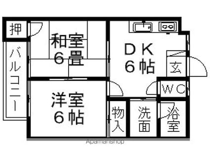 コーポ坂田Ａ[2DK/40.3m2]の間取図