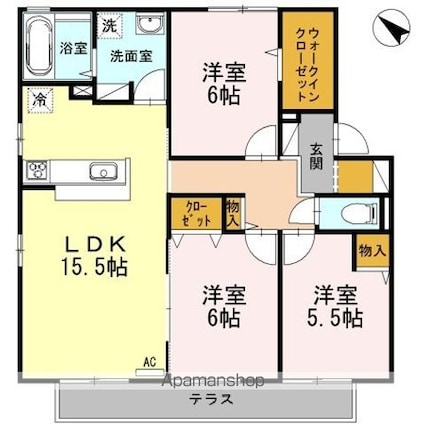 モアレフィナード　Ａ棟[3LDK/78.77m2]の間取図