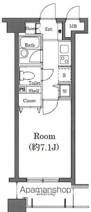 東京都中央区入船２丁目[1K/22.6m2]の間取図