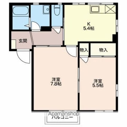 ＴＯＷＮＹ城山[2K/43.75m2]の間取図