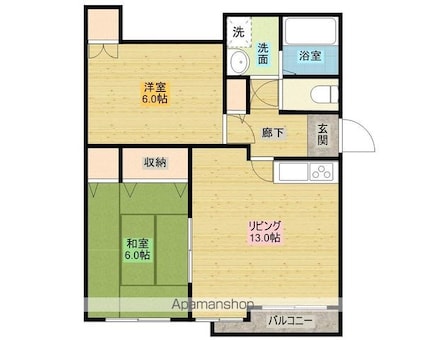 マンハイム敦賀[2LDK/59m2]の間取図