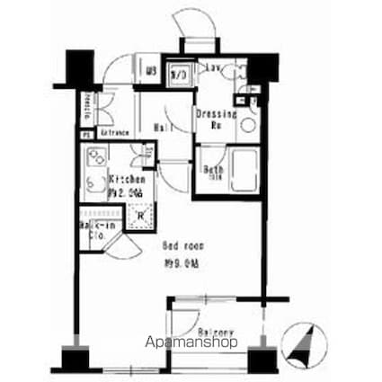 パークアクシス日本橋人形町[1K/32.56m2]の間取図