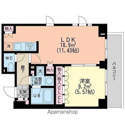 エスティメゾン新中野[1LDK/42.14m2]の間取図