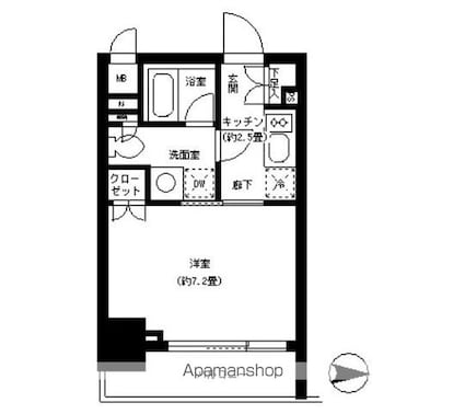 パークキューブ神田[1K/23.2m2]の間取図