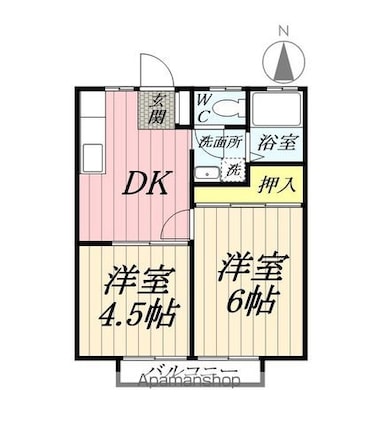埼玉県吉川市吉川１丁目[2DK/34.02m2]の間取図