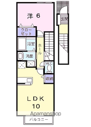 スティブル備後Ｂ[1LDK/44.9m2]の間取図