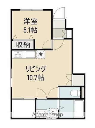 ラ・ルミエール土器西Ａ棟[1LDK/45.36m2]の間取図