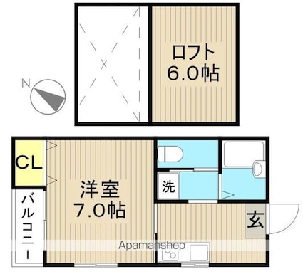 第二ＭＫハイツ[1K/22.77m2]の間取図
