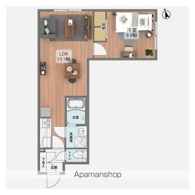 ウェルスクエア桜上水[1LDK/40.08m2]の間取図