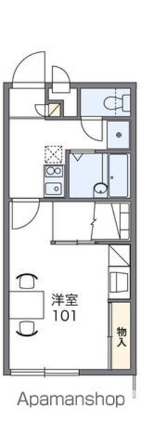 レオパレスユアーズⅡ[1K/22.7m2]の間取図