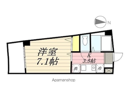 レディアントチャハルⅠ[1K/24.76m2]の間取図