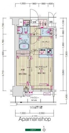 プレサンス葵デュリス[1LDK/31.98m2]の間取図