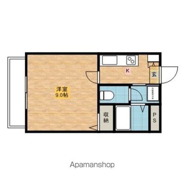 ラパス三笠[1K/25.5m2]の間取図