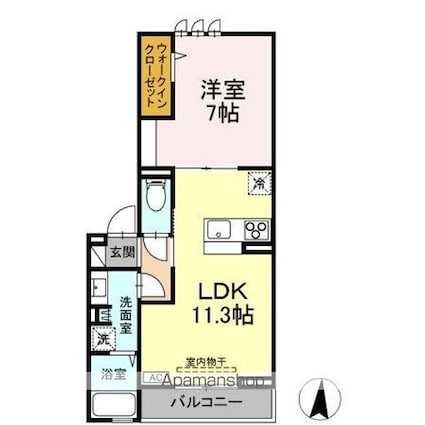 モンペリエ[1LDK/42.39m2]の間取図