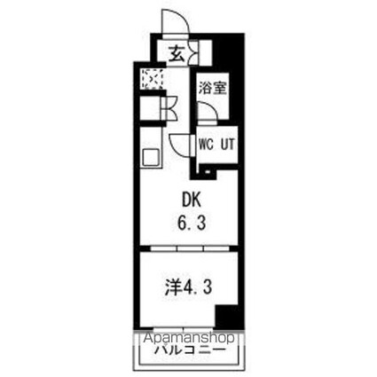 スパシエ幡ヶ谷[1DK/25.5m2]の間取図