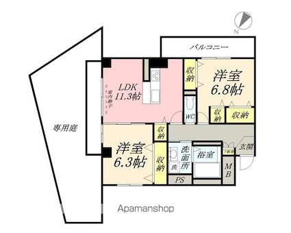 ｃｏｃｏ　ｆｅｒｍｅ[2LDK/65.5m2]の間取図
