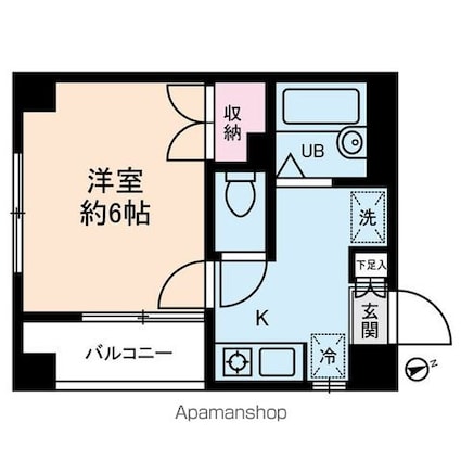 スカイプラザ[1K/22.14m2]の間取図