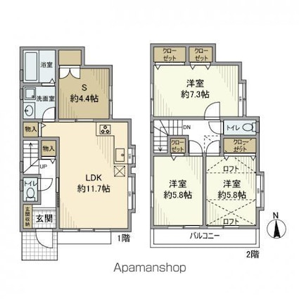 向台町戸建[3SLDK/88.28m2]の間取図