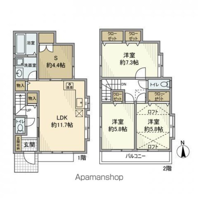 向台町戸建[3SLDK/88.28m2]の間取図