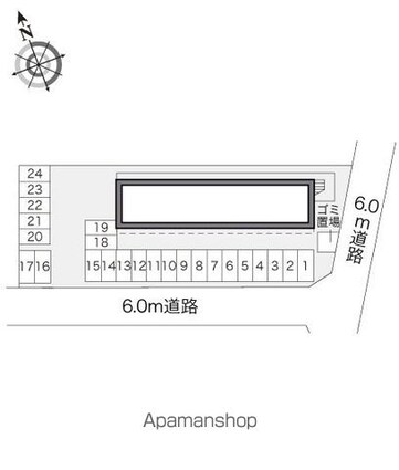 レオパレスらいちょう[1K/23.18m2]の配置図