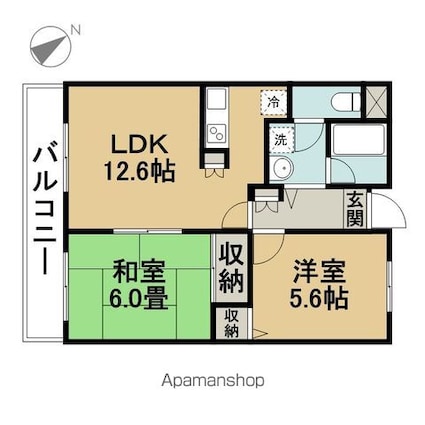 東京都江戸川区北葛西１丁目[2LDK/55.37m2]の間取図
