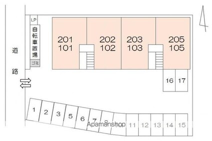 フォブールあさひ[2LDK/57.13m2]の配置図