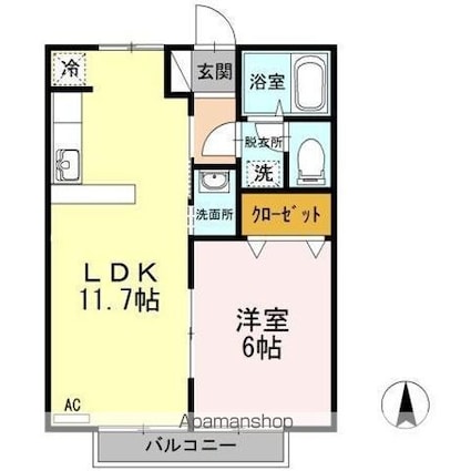 香川県高松市太田下町[1DK/40.92m2]の間取図