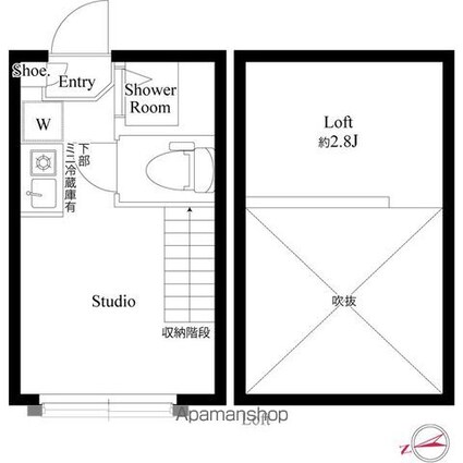 ハーモニーテラス高井戸西[1R/10.5m2]の間取図