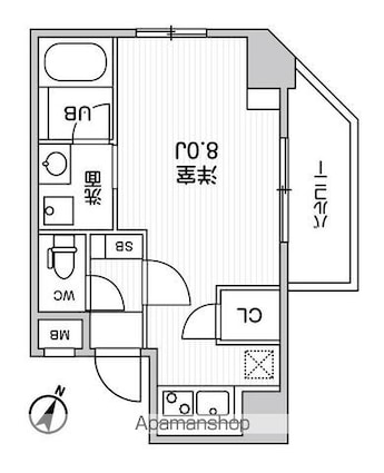 東京都豊島区巣鴨１丁目[1R/26.38m2]の間取図