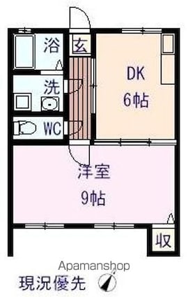 サンハイツ山波[1DK/34.45m2]の間取図