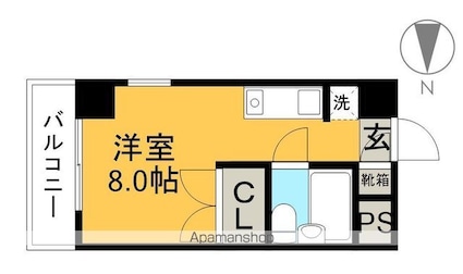 セ・ラ・ヴィ　朝倉[1R/19.88m2]の間取図