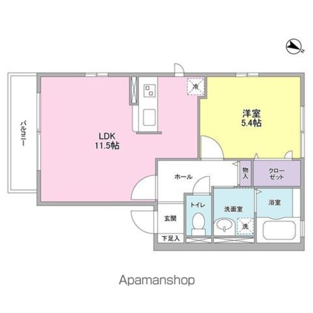 ルシール[1LDK/42.6m2]の間取図