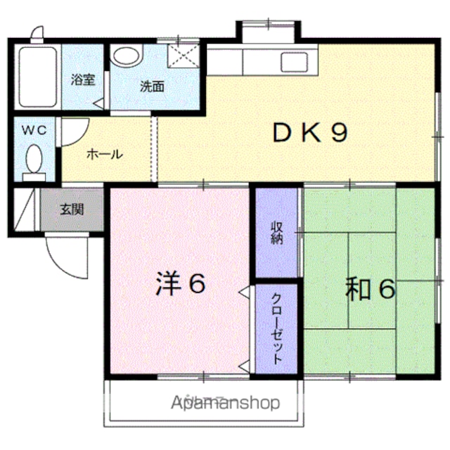 和歌山県和歌山市新在家[2DK/47.2m2]の間取図