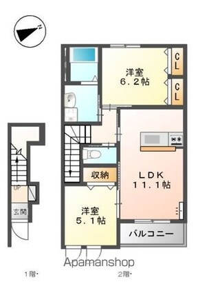 ロイヤル　ソフィア[2LDK/56.78m2]の間取図