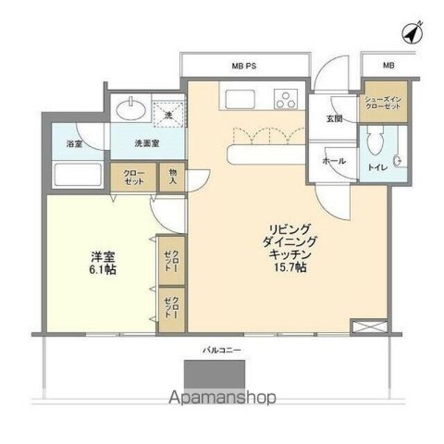 リガーレ日本橋人形町[1LDK/52.55m2]の間取図