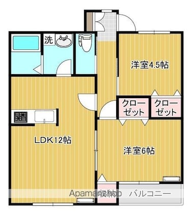 グランレーヴＢ[2LDK/54.65m2]の間取図