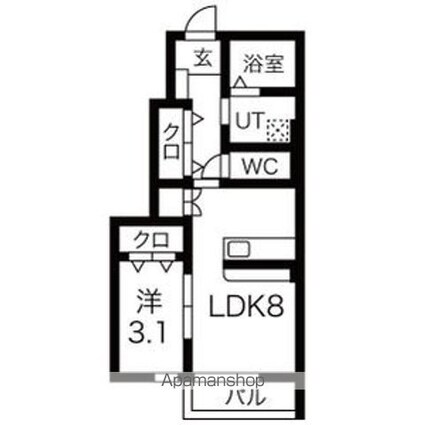 エトワール橘[1LDK/33.15m2]の間取図