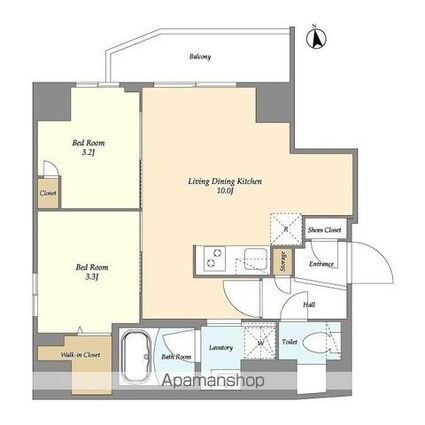 グランカーサ上野松が谷[2LDK/40.3m2]の間取図