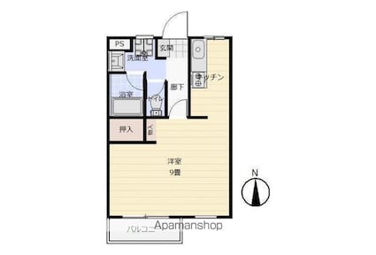 ハイツ内藤[1K/32.9m2]の間取図