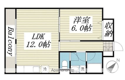 山口マンション[1LDK/46.71m2]の間取図